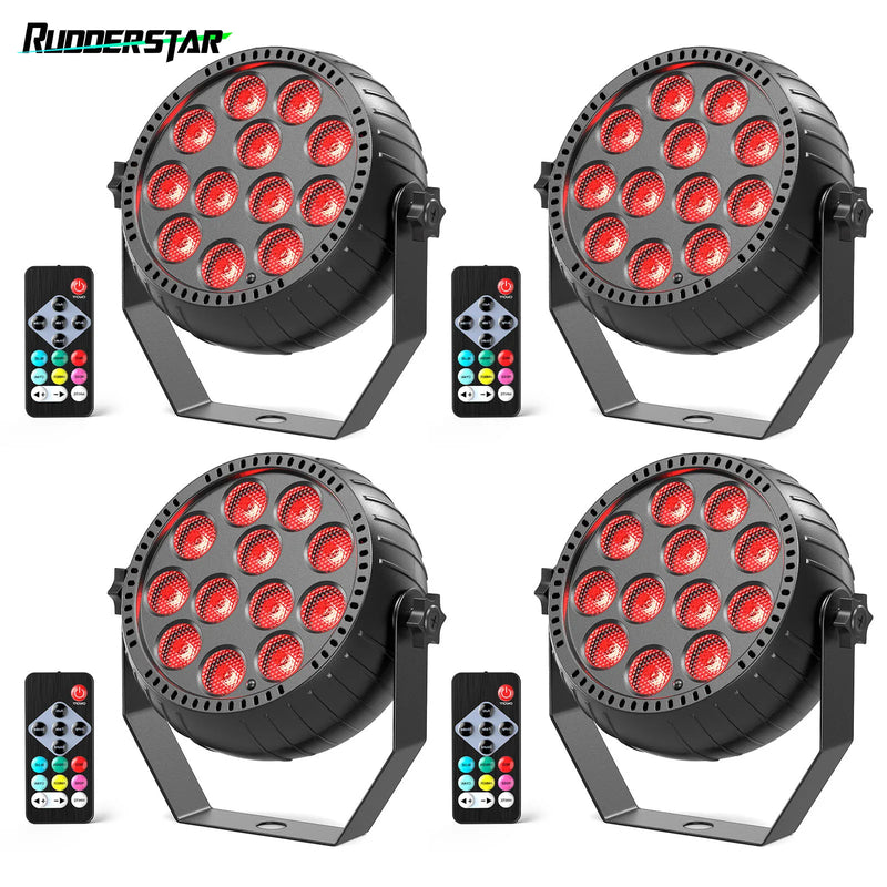 Uplight sans fil rechargeable, lot de 4 mini PAR LED RGB avec télécommande