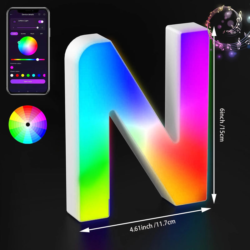 Lettres lumineuses LED RGB 15 cm – lettre N
