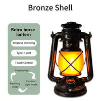 Lanterne LED rechargeable vintage, effet flamme, 3 modes, USB-C, 25 cm