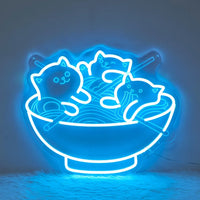 Néon chats et ramen – coloris bleu allumé