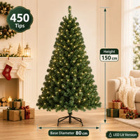 Sapin de Noël artificiel en PVC – sapin de 1,5 m avec guirlande LED USB