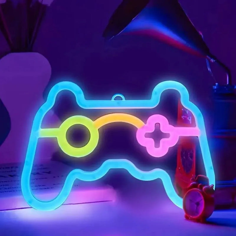 Néon LED manette de jeu gaming, USB, 24 x 16,5 cm