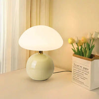 Lampe champignon en céramique – lampe à pied vert pâle avec des tulipes