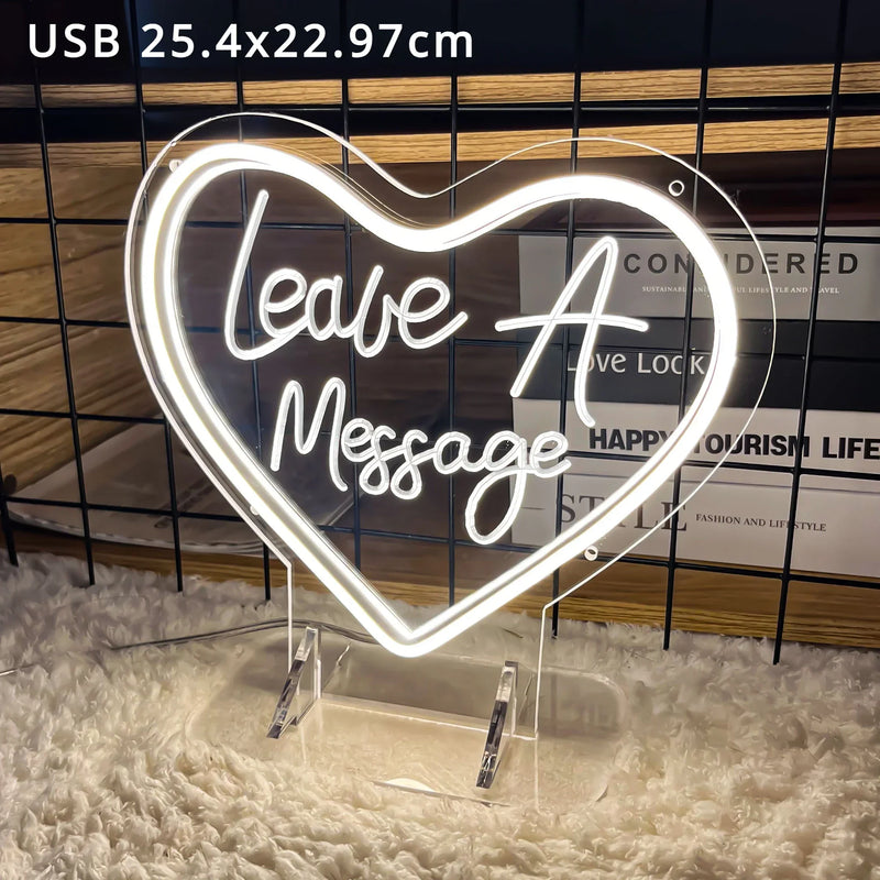 Néon mariage LED cœur « Laisser un message », 25 x 23 cm