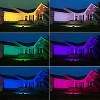 Projecteur LED RGB IP68 – façade de maison éclairée en six couleurs