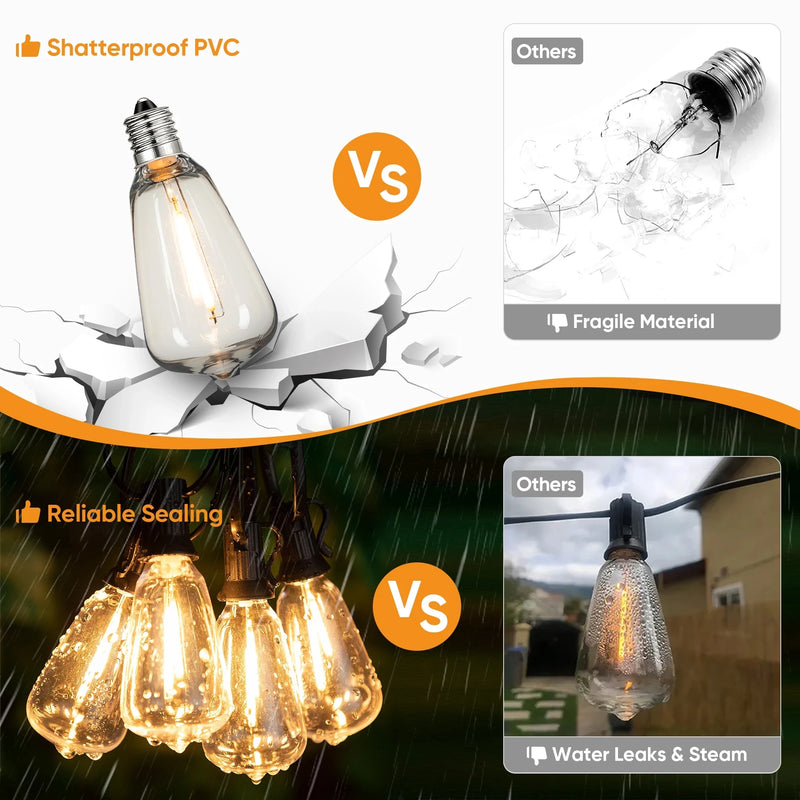 Guirlande guinguette extérieur LED connectable, ampoules incassables IP44, 10 ou 20 m