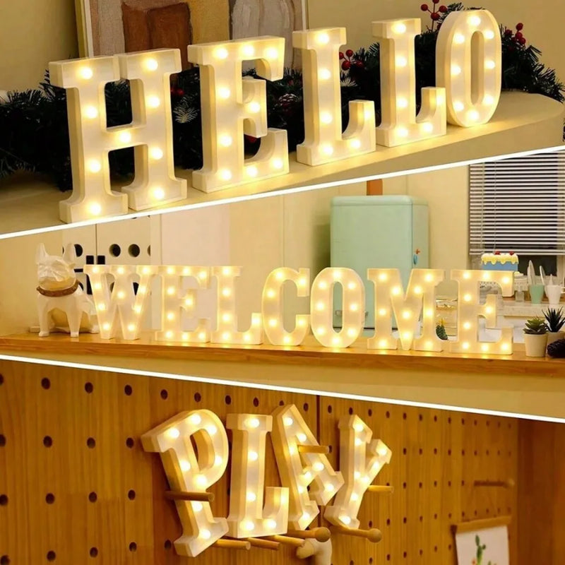 Lettre lumineuse LED 22 cm à piles, A à Z et 0 à 9