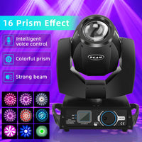 Lyre beam 7R 230 W DMX, 16 gobos, prisme rotatif et mode sonore