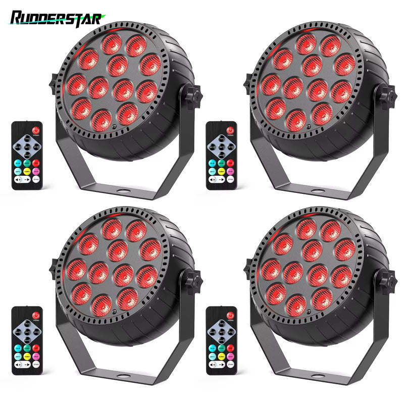Uplight sans fil rechargeable, lot de 4 mini PAR LED RGB avec télécommande