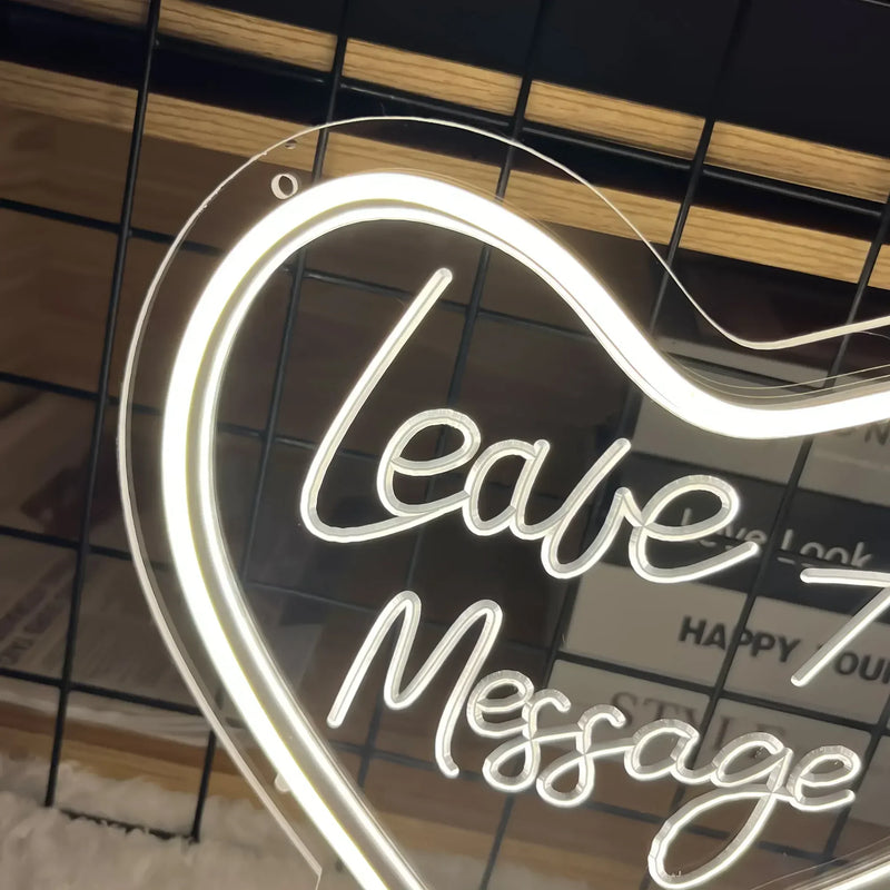 Néon mariage LED cœur « Laisser un message », 25 x 23 cm
