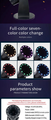 Machine à confettis électrique LED – sept couleurs de LED et caractéristiques techniques