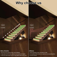 Bande LED escalier COB à détecteur de mouvement – comparaison avec un ruban à points, installation simple
