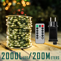 Guirlande lumineuse extérieur fil vert 10 à 200 m, télécommande, IP44