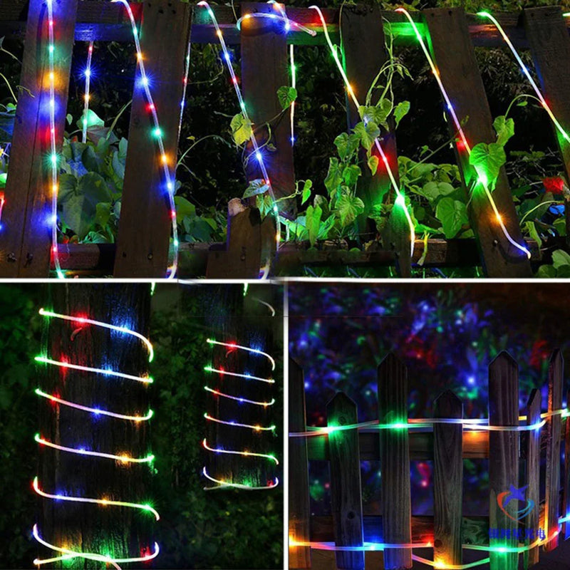 Guirlande LED tube de corde – tubes multicolores autour de plantes et de clôtures
