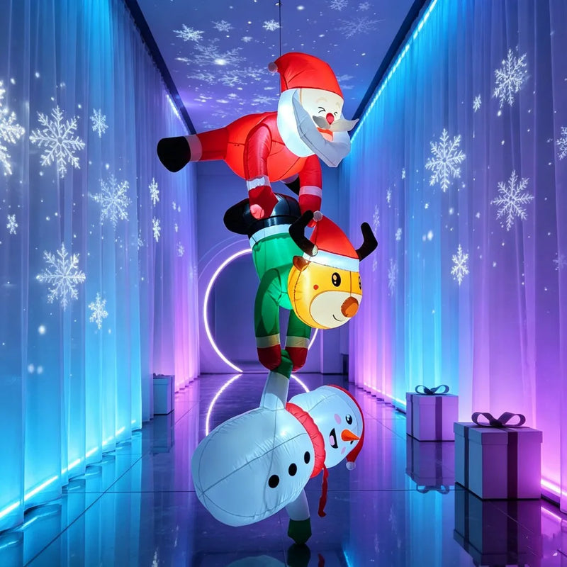 Décoration de Noël gonflable suspendue – décoration gonflable suspendue dans un couloir lumineux aux flocons de neige