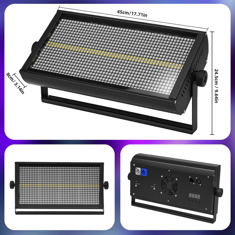 Lot de 4 stroboscopes LED RGB 200 W, 864 LED et 96 LED blanches, DMX