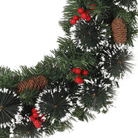 Couronne de Noël lumineuse LED – détail du feuillage enneigé