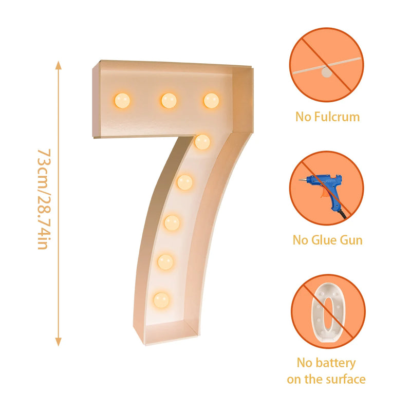 Chiffre lumineux géant 73 cm – chiffre 7, hauteur 73 cm