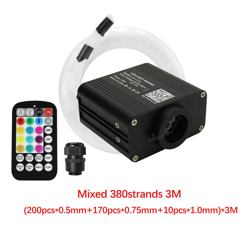 Kit plafond étoilé fibre optique RGBW 16 W, application Bluetooth et télécommande