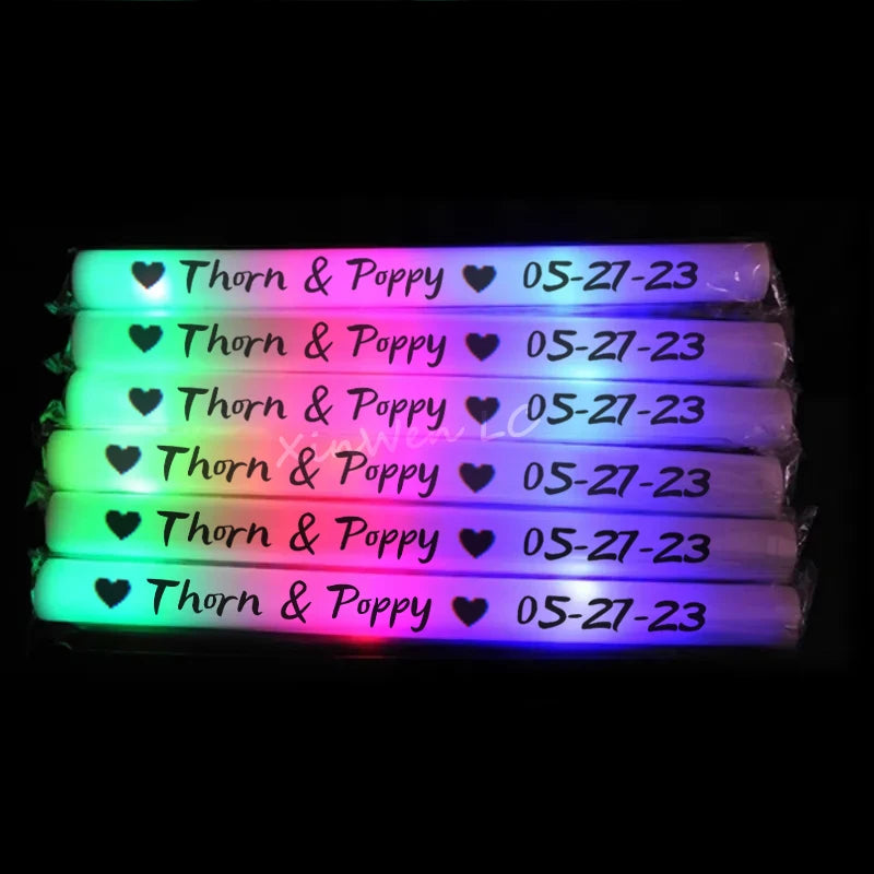 Bâtons lumineux mousse LED – lot de bâtons allumés avec texte imprimé