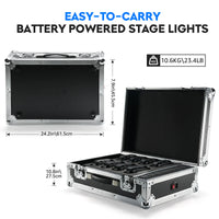 Projecteur PAR LED sur batterie 4 x 18 W, lot de 8 avec flight case de charge