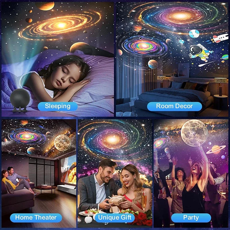 Veilleuse projecteur ciel étoilé boule noire – usages en chambre, décoration, home cinéma, cadeau et fête