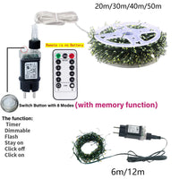 Guirlande lumineuse en grappes – adaptateur à bouton, télécommande et fonctions : minuterie, variateur, clignotement