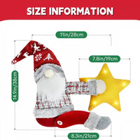 Cimier de sapin lumineux gnome – schéma des dimensions, 38 cm de haut et 28 cm de large