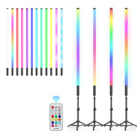 Tube LED RGB rechargeable 90 cm avec trépied, lot de 4