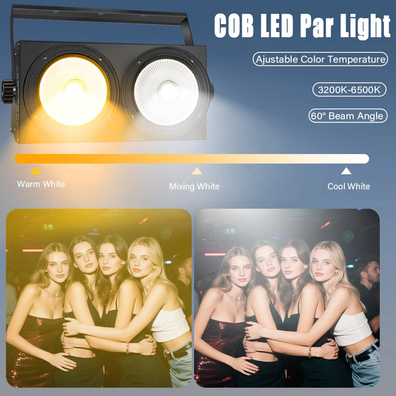 Lot de 2 projecteurs PAR LED COB 2 x 100 W – réglage de la température de couleur de 3200 K à 6500 K