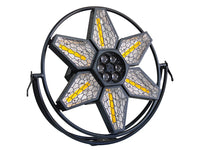Projecteur vintage étoile – vue de face dans son cadre circulaire