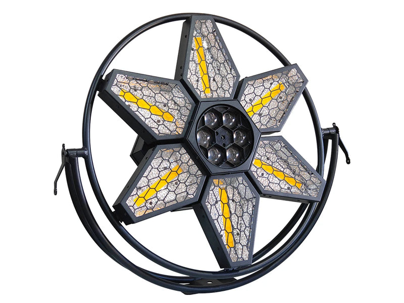 Projecteur vintage étoile – vue de face dans son cadre circulaire