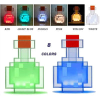 Lampe 3D Minecraft – bouteille de potion en vert et en bleu, huit couleurs