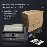 Stroboscope LED à tête mobile – cotes 520 x 335 mm, cordon et manuel