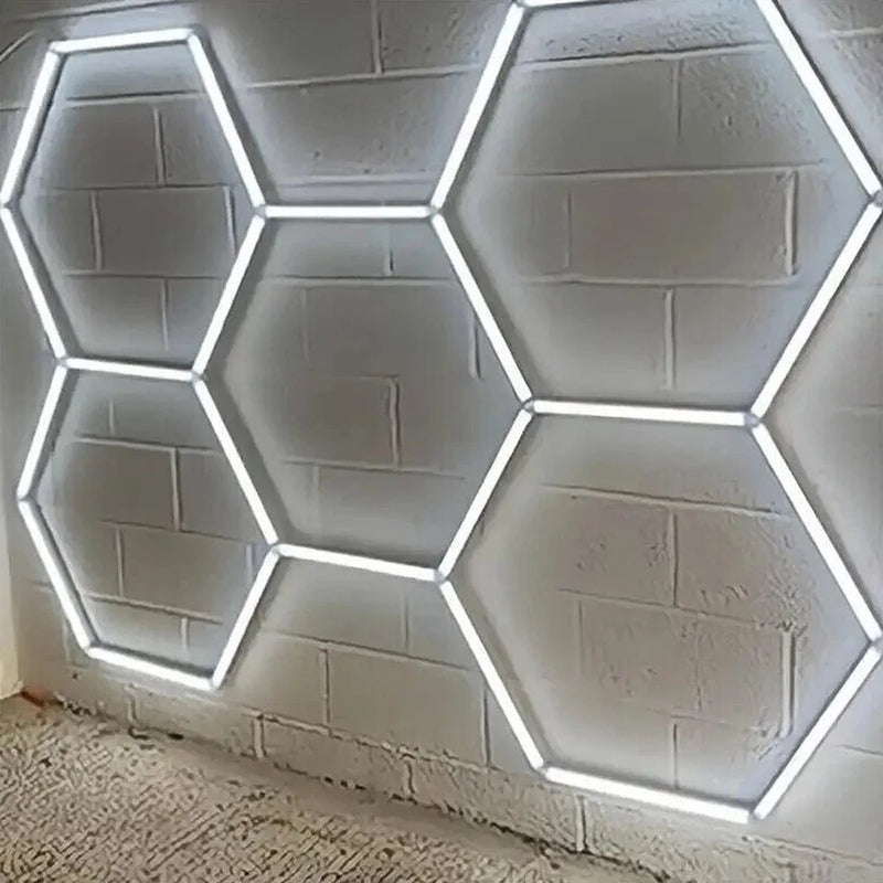 Plafonnier LED hexagonal garage blanc 6500 K, 1 à 14 hexagones