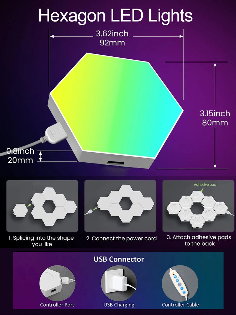 Lampes hexagonales modulaires RGB – vue 5