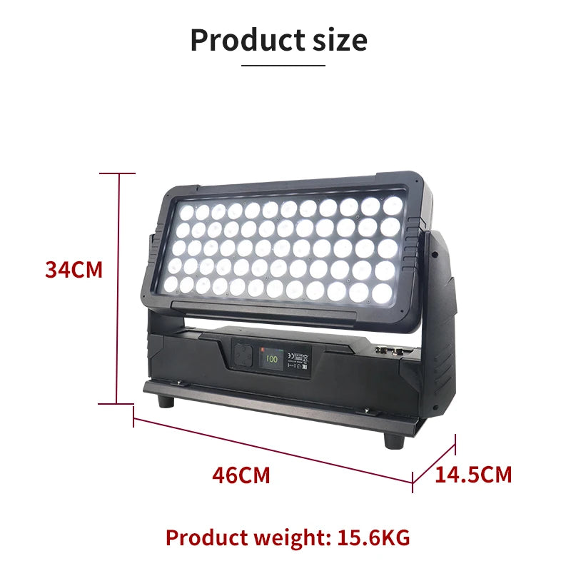 Projecteur LED extérieur IP65 RGBW 4 en 1, 60 x 10 W, 650 W, DMX