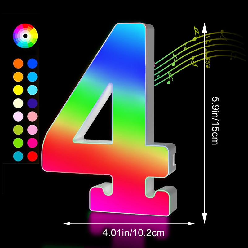 Lettres lumineuses LED RGB 15 cm – chiffre 4