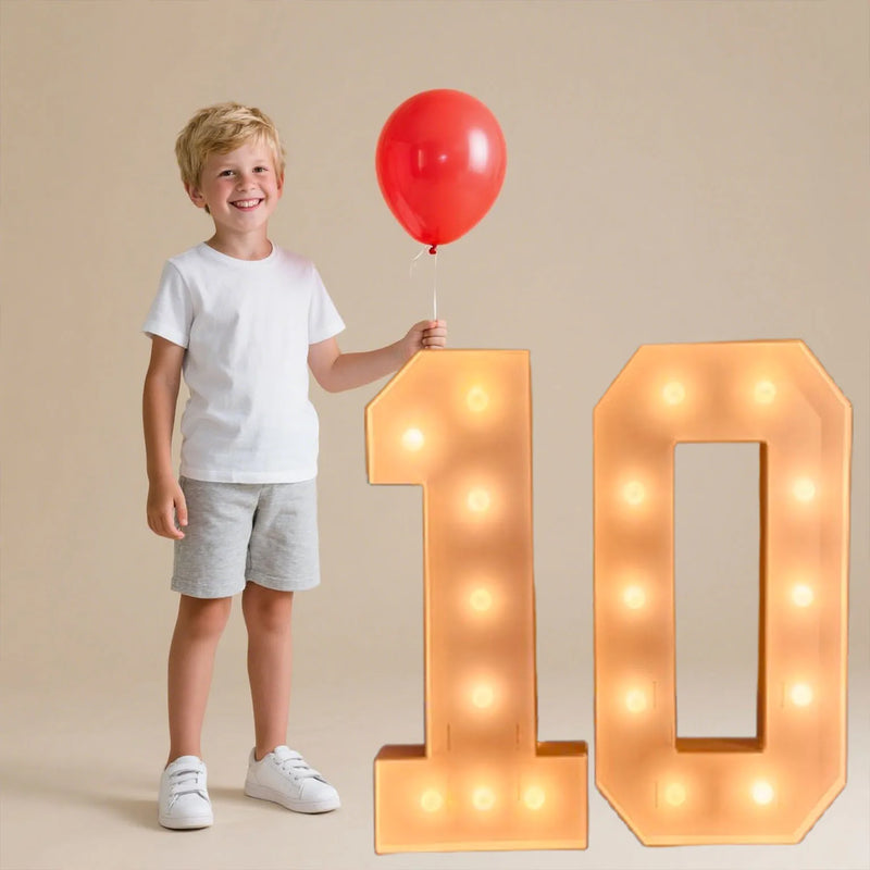Chiffre lumineux géant 91,5 cm en carton mousse, 1 chiffre au choix
