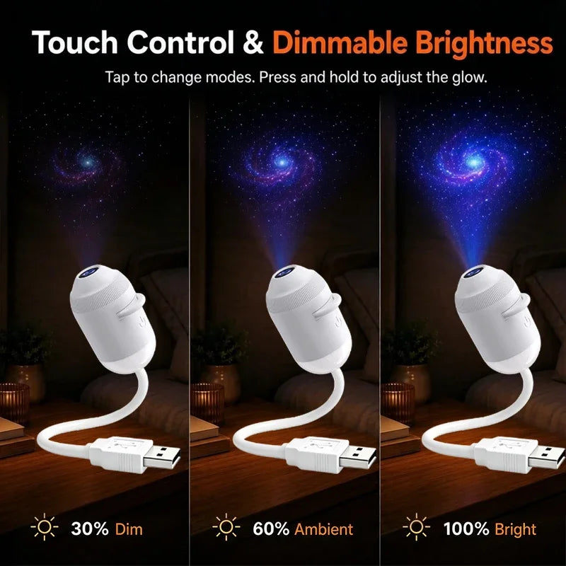 Projecteur d'étoiles USB rotatif – trois niveaux de luminosité de la lampe : 30 %, 60 % et 100 %