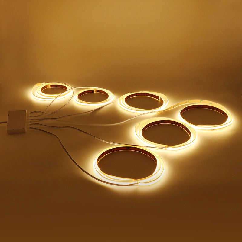 Ruban LED sous meuble connecté – kit de 5 rubans blanc chaud allumés