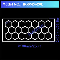 Plafonnier hexagonal LED – modèle de 20 hexagones avec cadre, 650 x 241 cm
