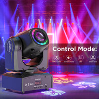 Lyre LED à tête mobile 120 W avec anneau RVB, 7 gobos et DMX 9 ou 11 canaux