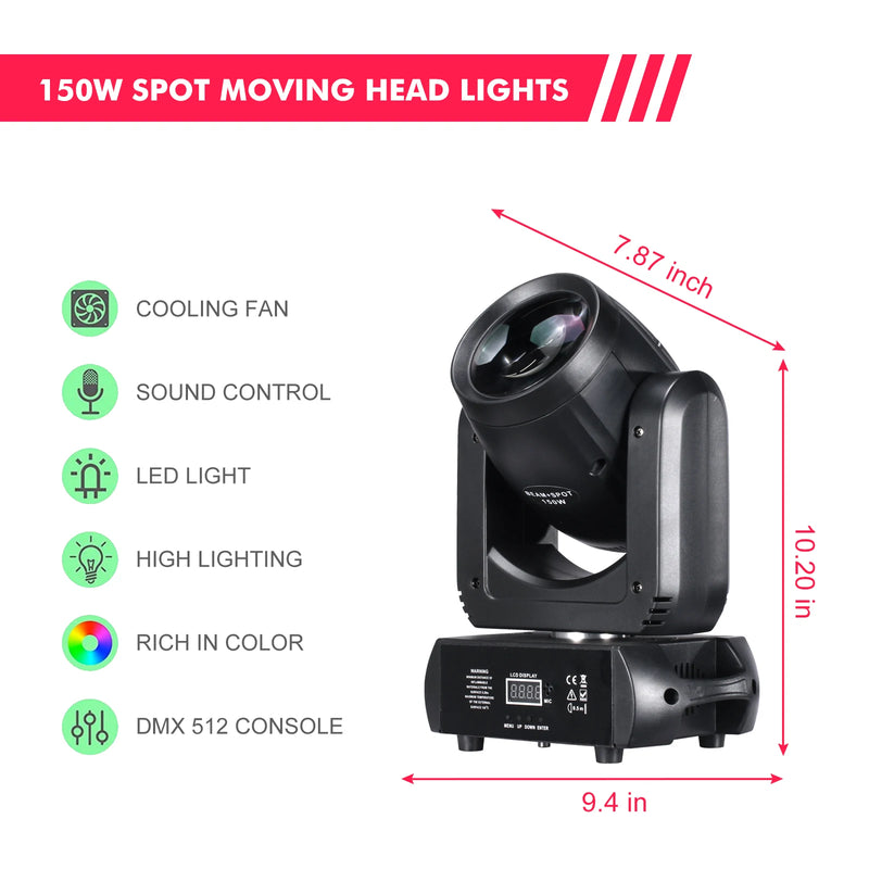 Lyre LED beam et spot 150 W à 18 prismes, à l'unité ou par lot