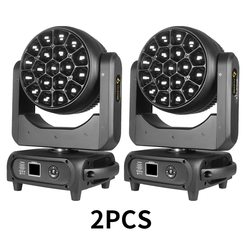 Lyre LED œil d'abeille 19 x 40 W RGBW, zoom 3° à 60°, à l'unité ou par lot