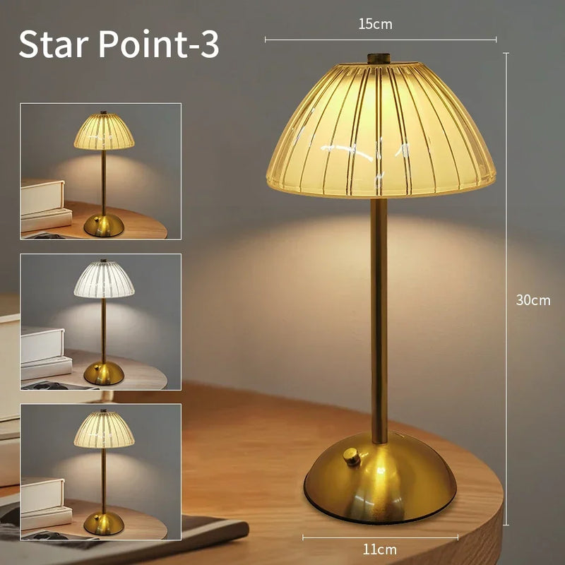 Lampe de table sans fil effet cristal, tactile, rechargeable, 30 cm