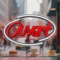 Panneau lumineux ouvert en néon LED en plusieurs langues, ovale et rectangulaire, 11 modèles