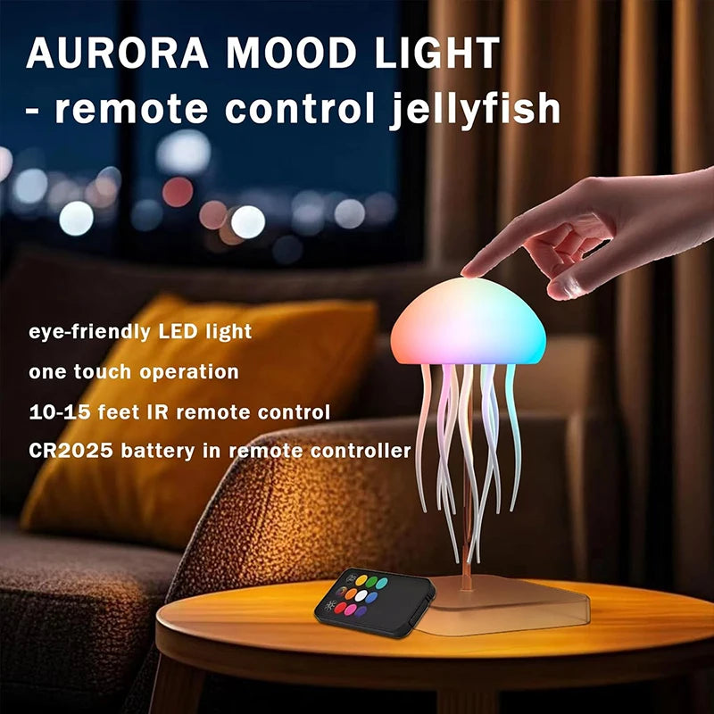 Lampe méduse LED, veilleuse rechargeable à 9 tentacules, télécommande