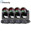 Lot de 4 lyres beam LED 200 W, anneau RGB, 11 gobos, prisme 18 facettes, DMX