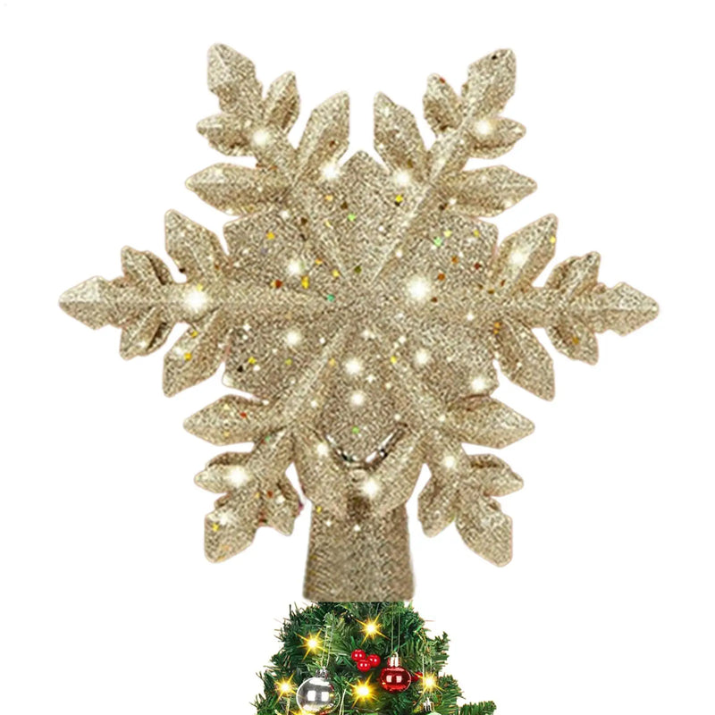 Cimier de sapin lumineux projecteur de flocons – ambiances de sapins de Noël décorés avec le cimier flocon argenté